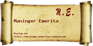 Maninger Emerita névjegykártya